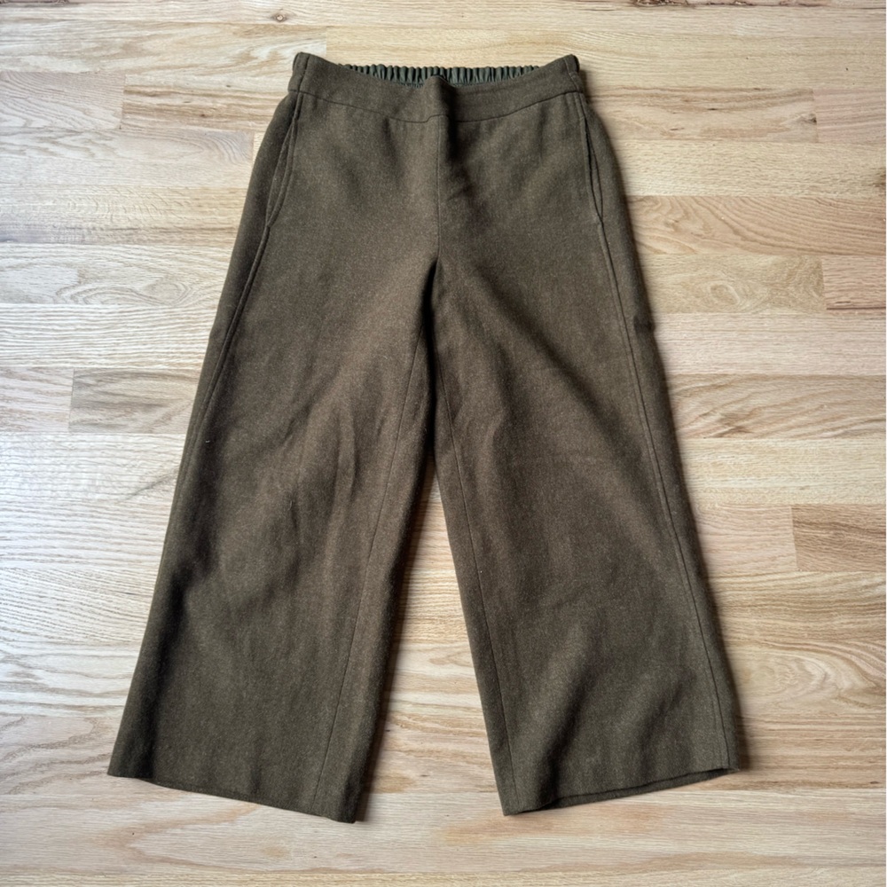 Madewell wide legged cropped wool blend trousers